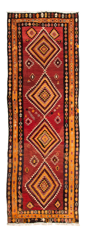 Tappeto corsia Tappeto Kelim - Vecchio - 320 x 125 cm - multicolore