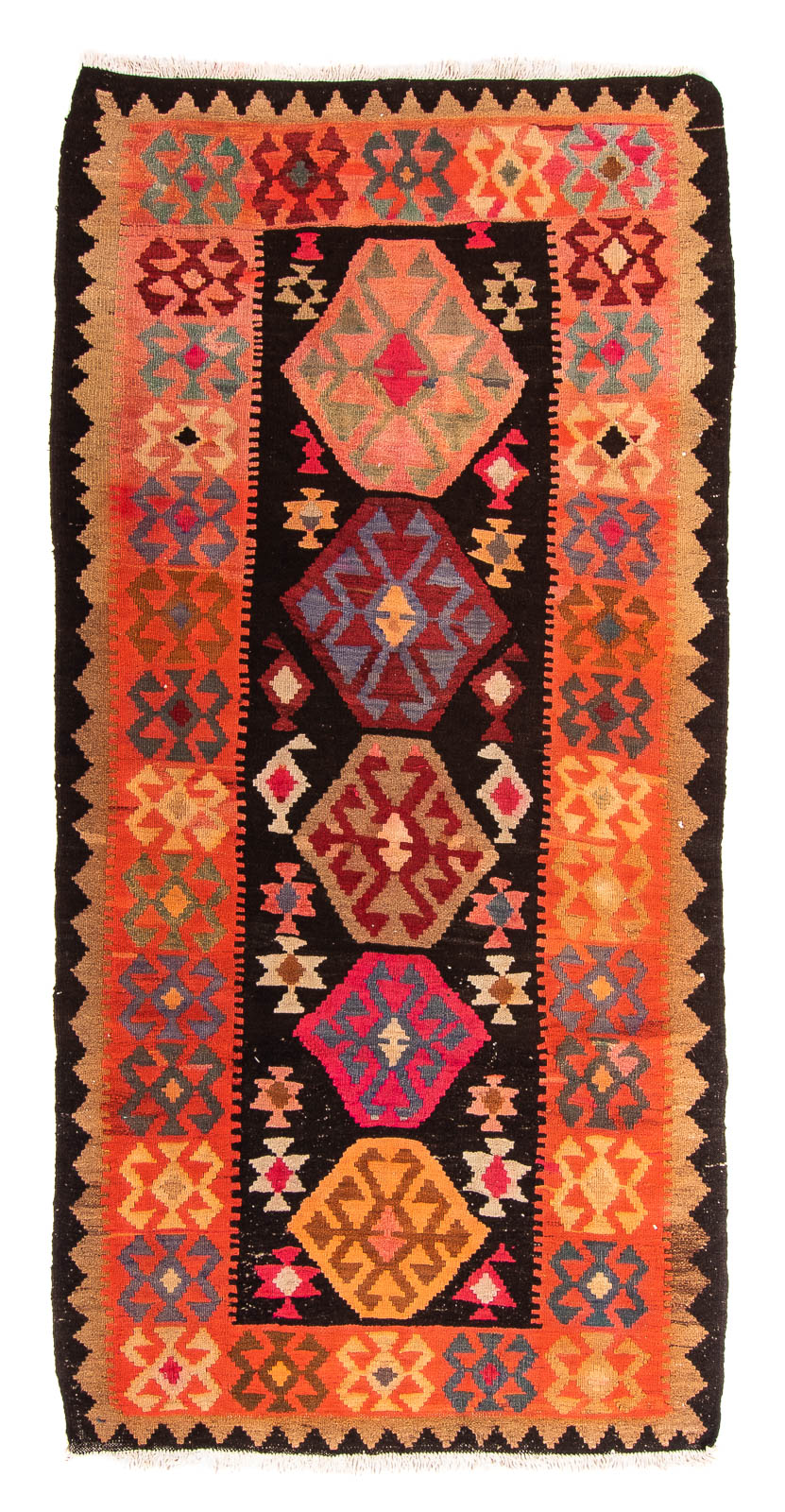 Tappeto corsia Tappeto Kelim - Vecchio - 240 x 117 cm - multicolore