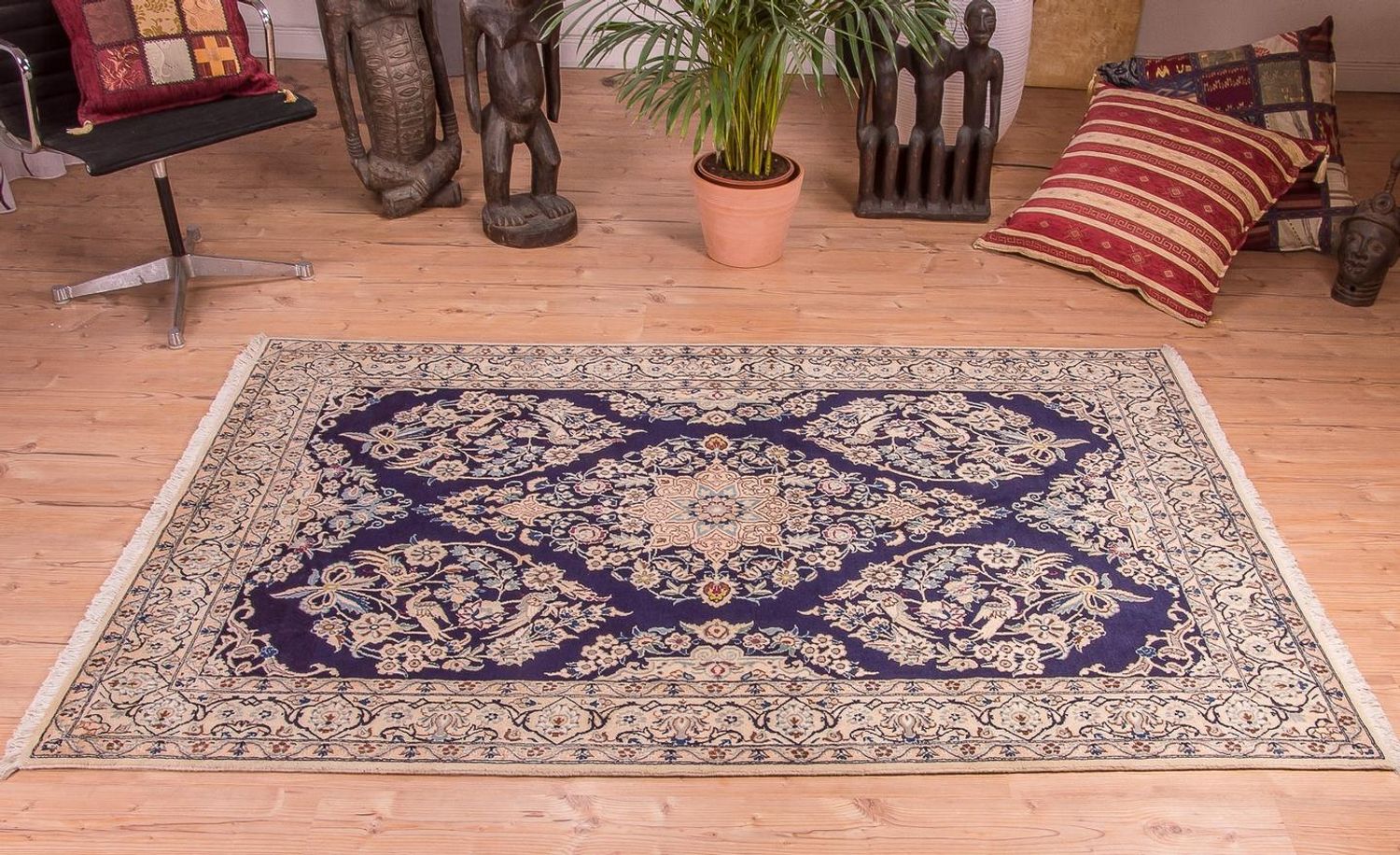 Tappeto Persero - Nain - Reale - 204 x 130 cm - blu scuro
