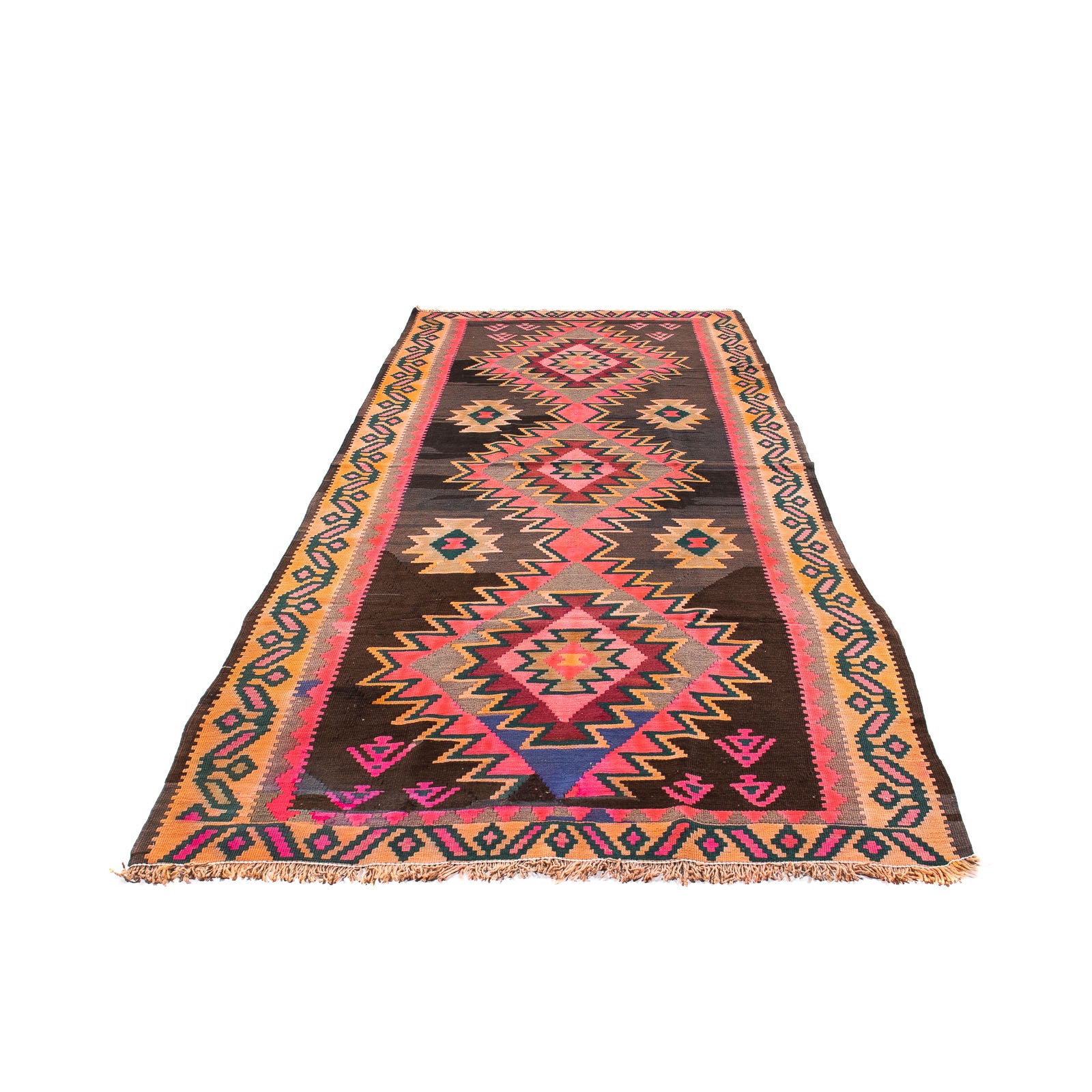 Tappeto corsia Tappeto Kelim - Vecchio - 335 x 150 cm - multicolore