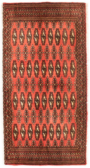 Tappeto corsia Tappeto Turkaman - 100 x 50 cm - ruggine