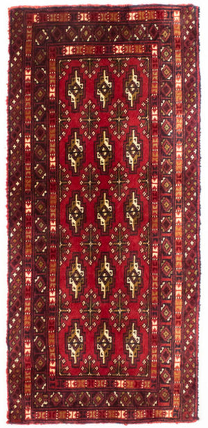 Tappeto corsia Tappeto Turkaman - 100 x 50 cm - rosso