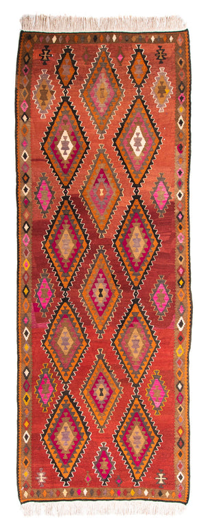 Tappeto corsia Tappeto Kelim - Vecchio - 330 x 130 cm - multicolore