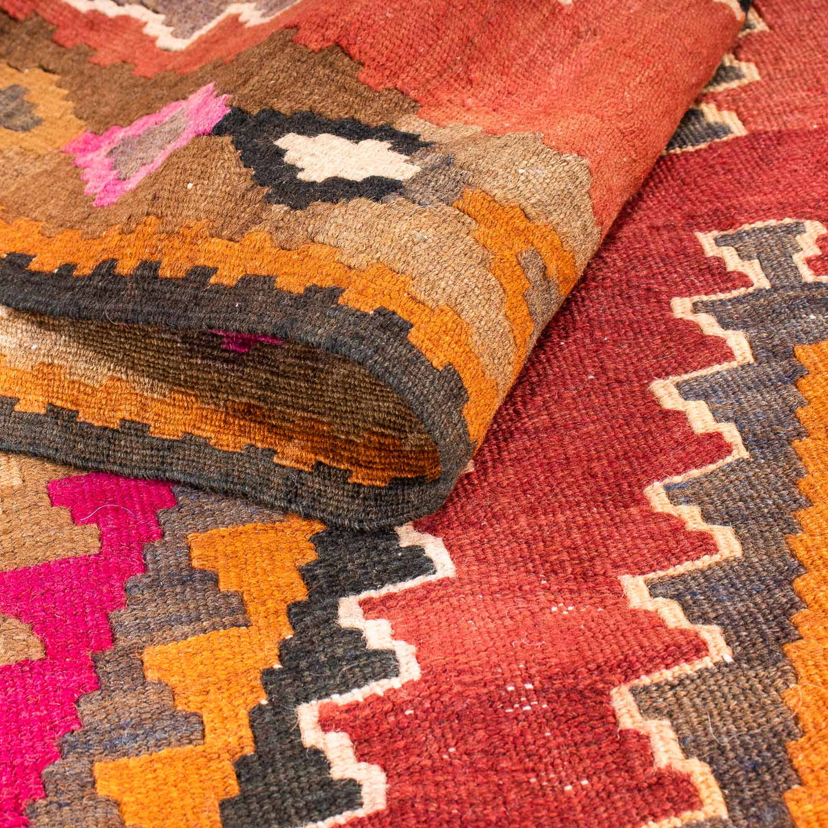 Tappeto corsia Tappeto Kelim - Vecchio - 330 x 130 cm - multicolore