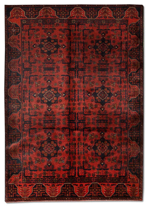 Tappeto afgano - Kunduz - 186 x 122 cm - rosso