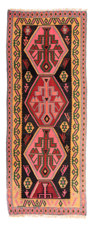 Tappeto corsia Tappeto Kelim - Vecchio - 340 x 150 cm - multicolore