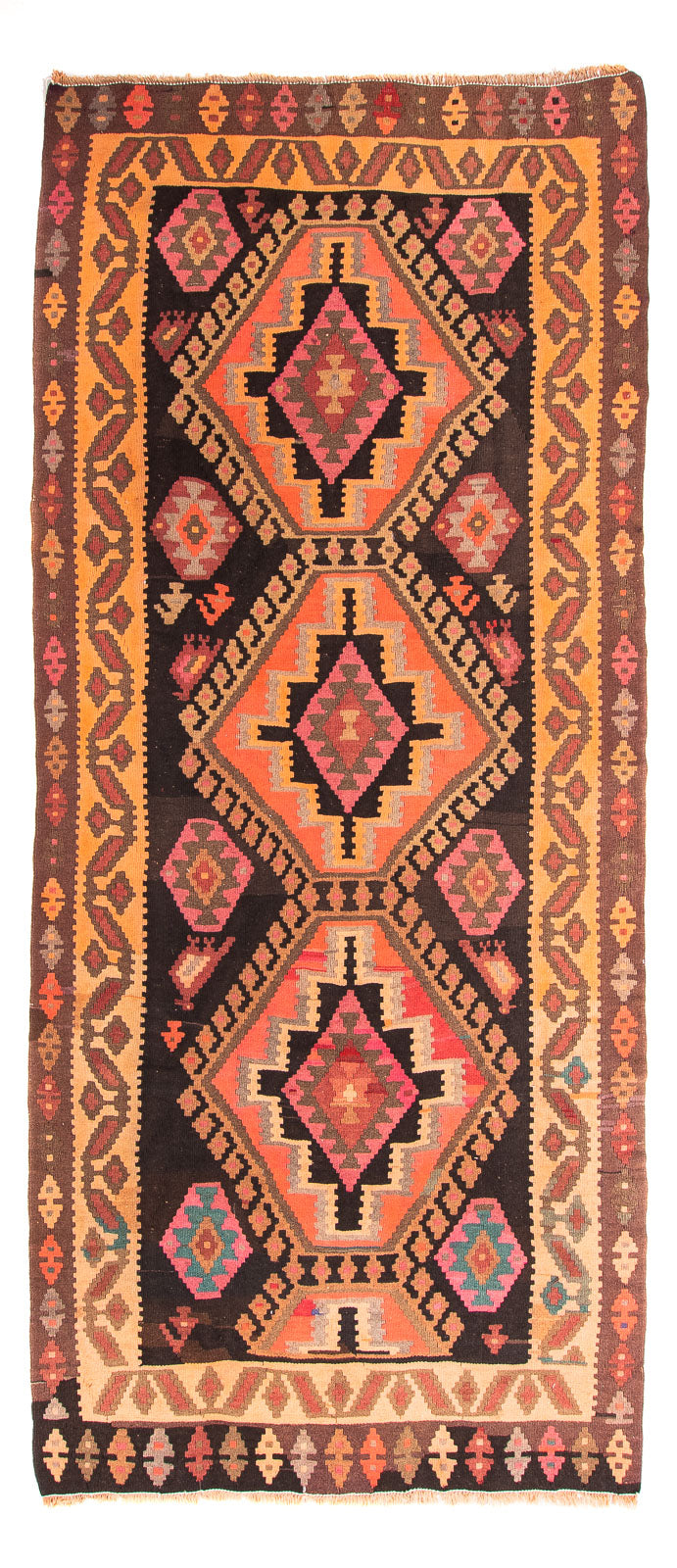 Tappeto corsia Tappeto Kelim - Vecchio - 320 x 150 cm - multicolore