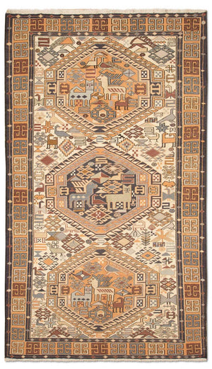 Tappeto corsia Tappeto Kelim - Orientale - 210 x 115 cm - beige