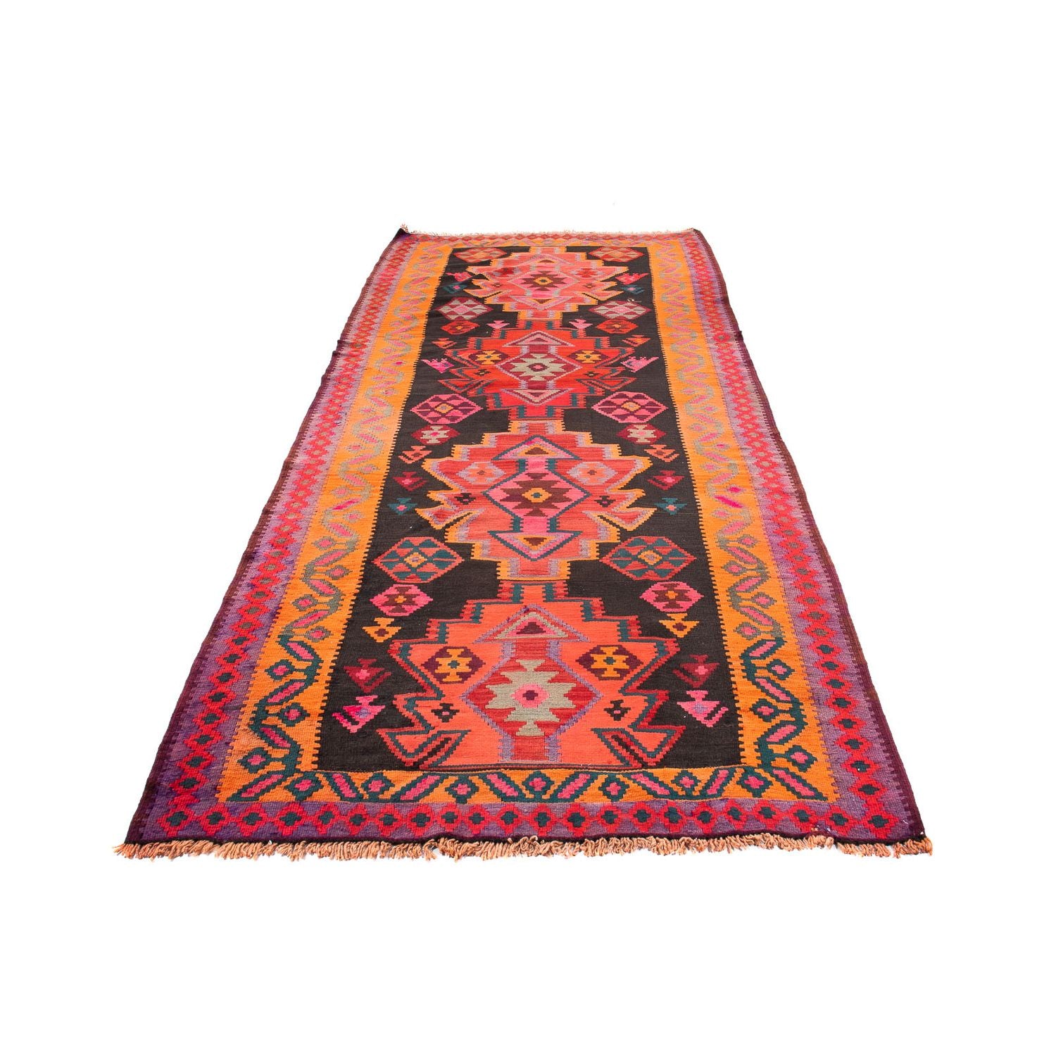 Tappeto corsia Tappeto Kelim - Vecchio - 335 x 150 cm - multicolore