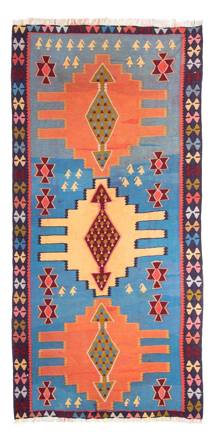 Tappeto corsia Tappeto Kelim - Vecchio - 280 x 140 cm - multicolore