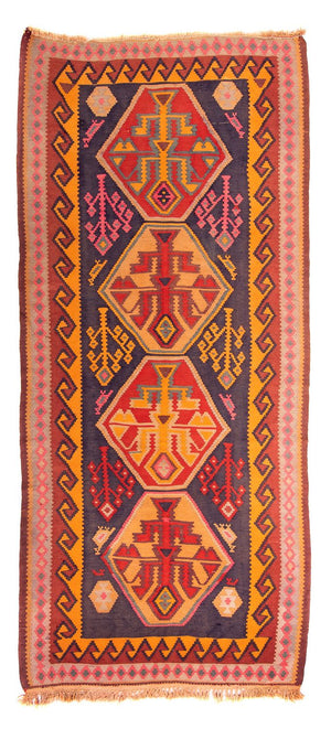 Tappeto corsia Tappeto Kelim - Vecchio - 340 x 155 cm - multicolore