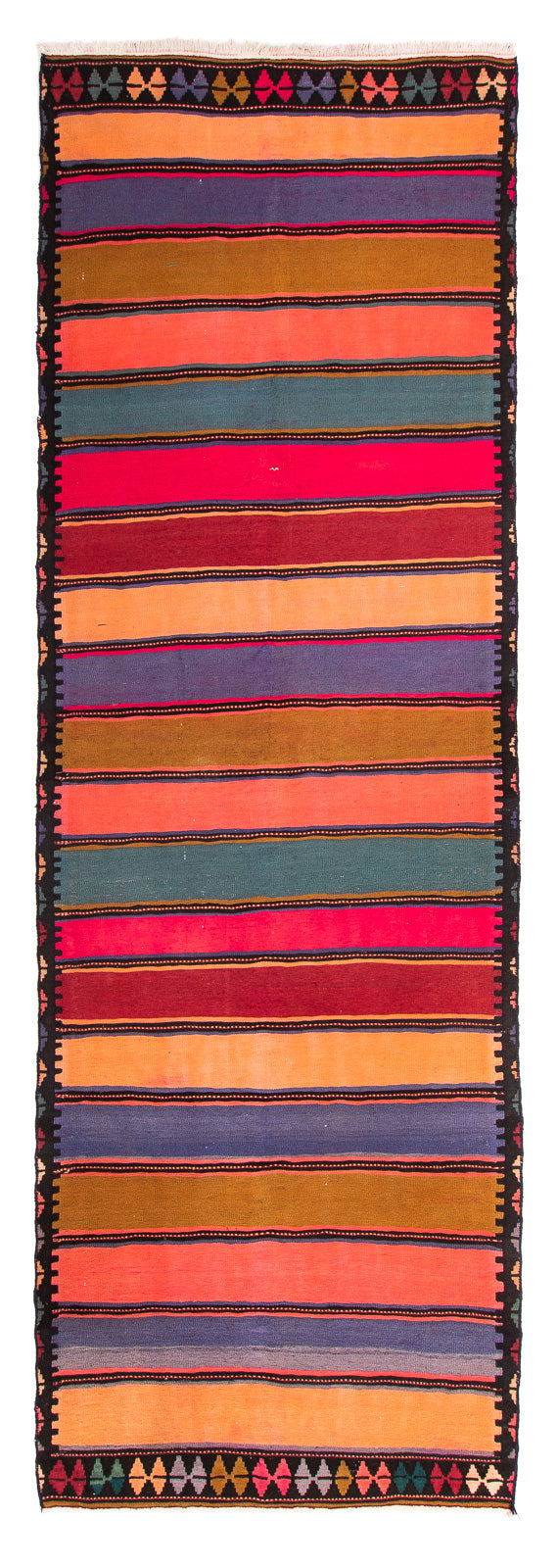 Tappeto corsia Tappeto Kelim - Vecchio - 370 x 137 cm - multicolore