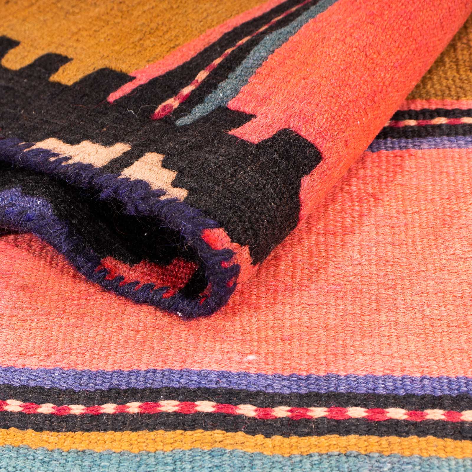 Tappeto corsia Tappeto Kelim - Vecchio - 370 x 137 cm - multicolore