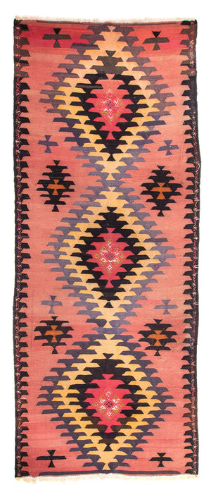 Tappeto corsia Tappeto Kelim - Vecchio - 405 x 150 cm - rosso chiaro