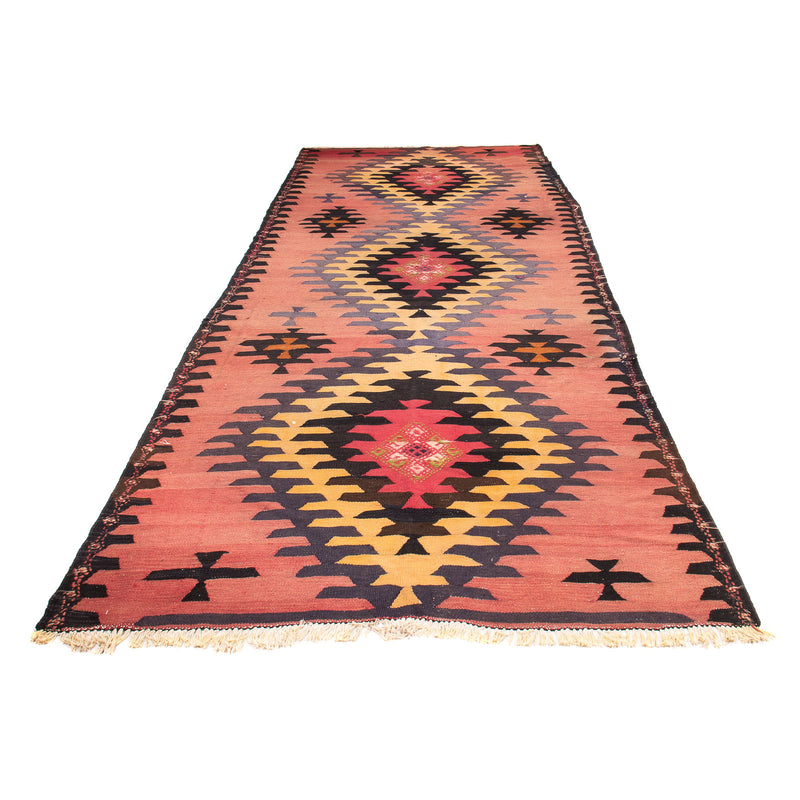 Tappeto corsia Tappeto Kelim - Vecchio - 405 x 150 cm - rosso chiaro