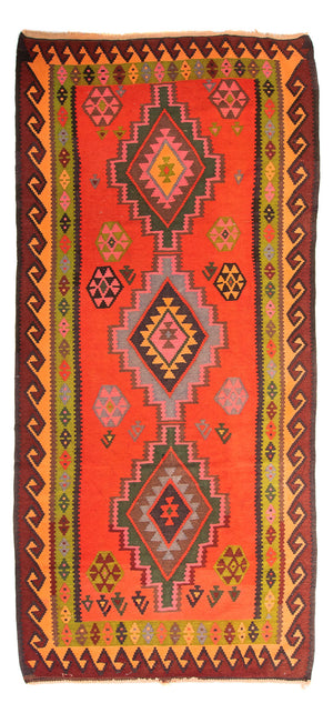Tappeto corsia Tappeto Kelim - Vecchio - 330 x 155 cm - multicolore