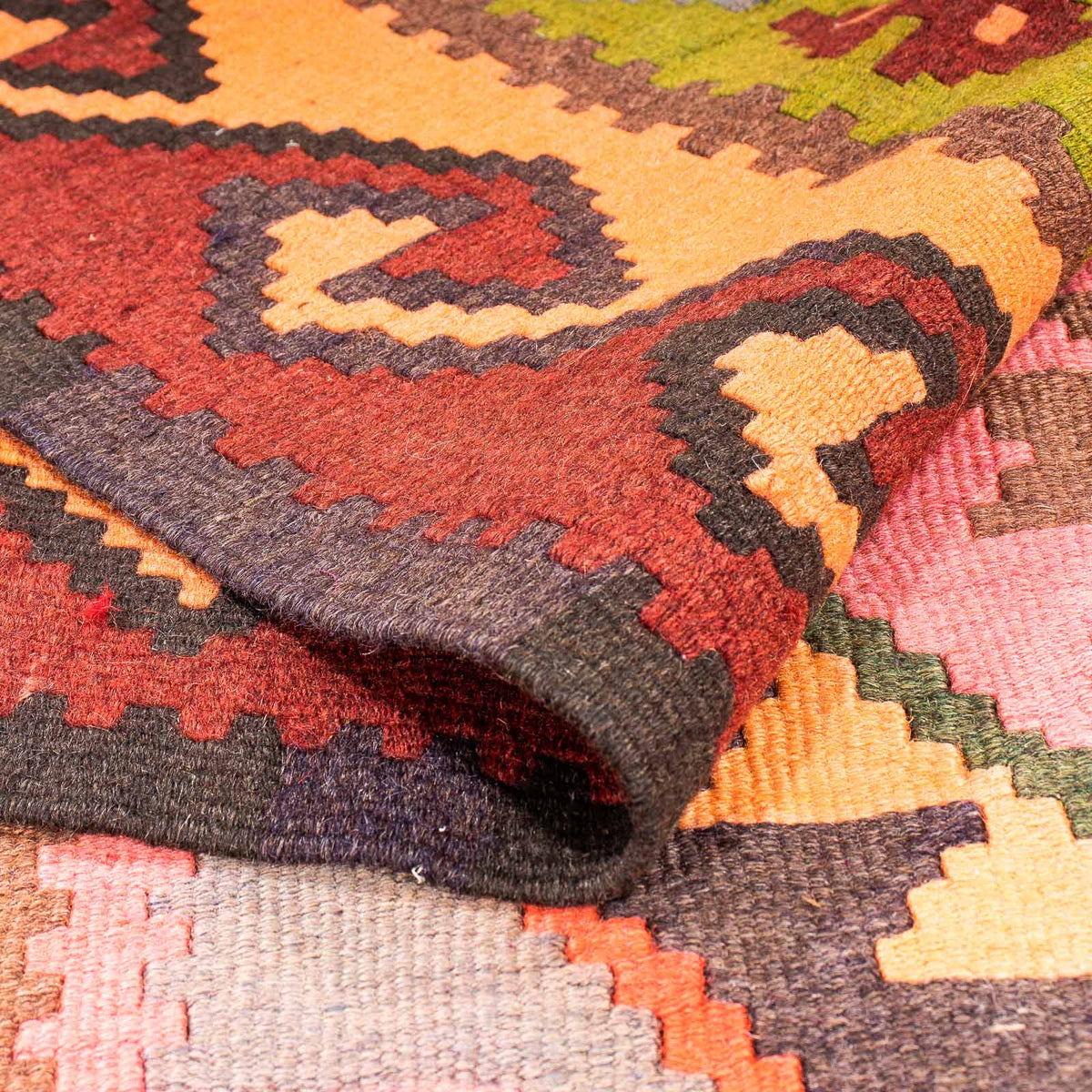 Tappeto corsia Tappeto Kelim - Vecchio - 330 x 155 cm - multicolore