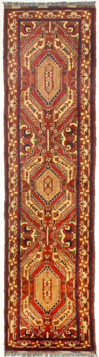 Tappeto corsia Tappeto afgano - Hatschlu - 307 x 83 cm - rosso