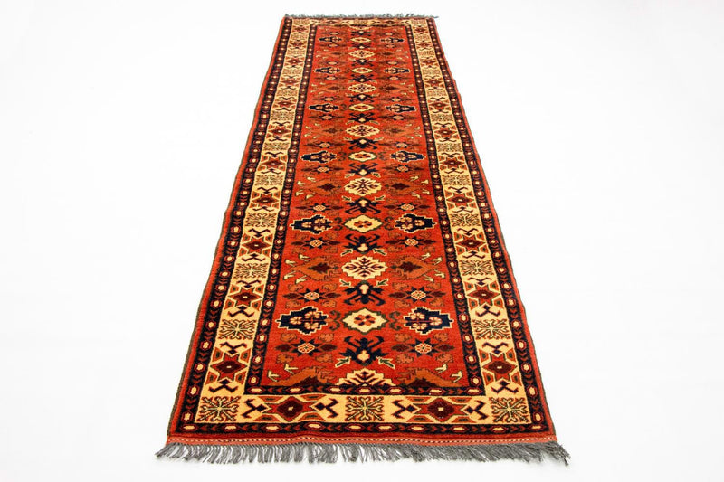 Tappeto corsia Tappeto afgano - Hatschlu - 305 x 84 cm - arancione