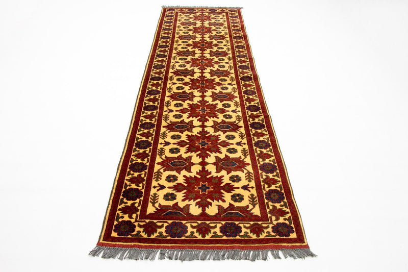 Tappeto corsia Tappeto afgano - Hatschlu - 304 x 80 cm - rosso