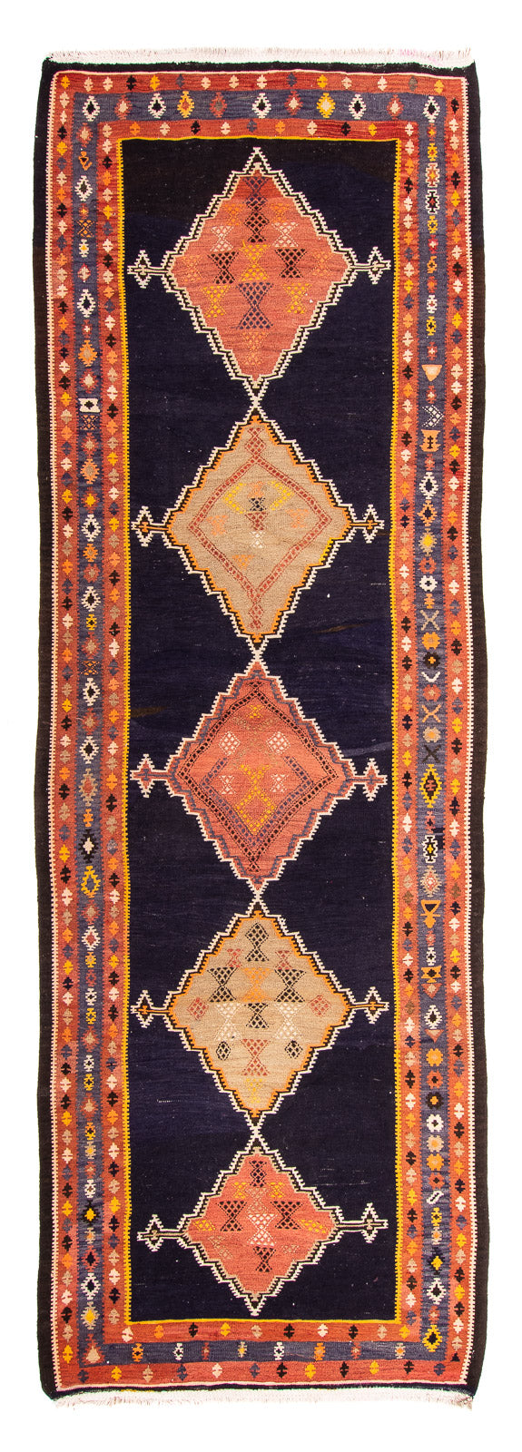 Tappeto corsia Tappeto Kelim - Vecchio - 330 x 120 cm - multicolore