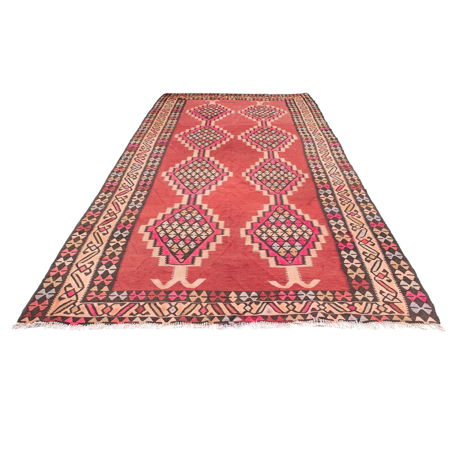 Tappeto corsia Tappeto Kelim - Vecchio - 380 x 185 cm - rosso