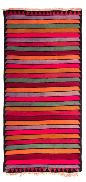 Tappeto corsia Tappeto Kelim - Vecchio - 330 x 150 cm - multicolore