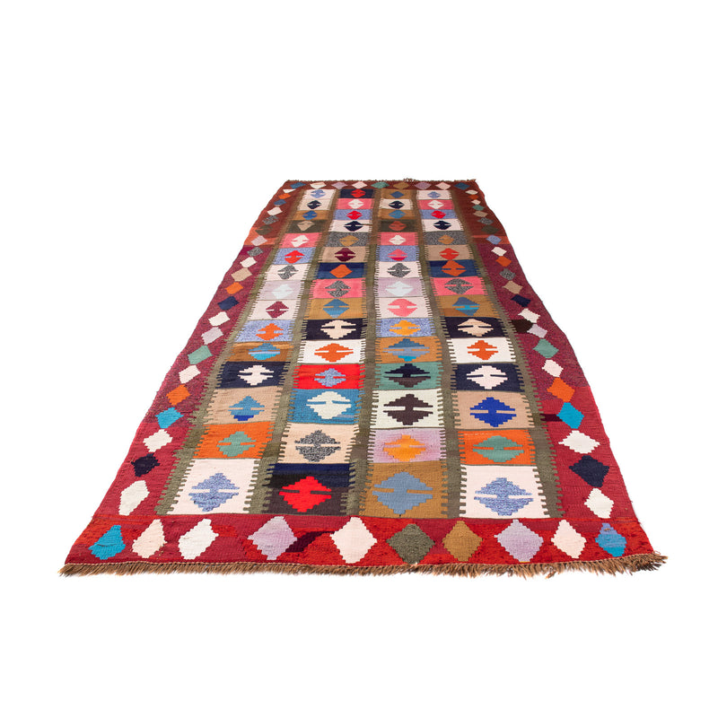 Tappeto corsia Tappeto Kelim - Vecchio - 345 x 122 cm - multicolore