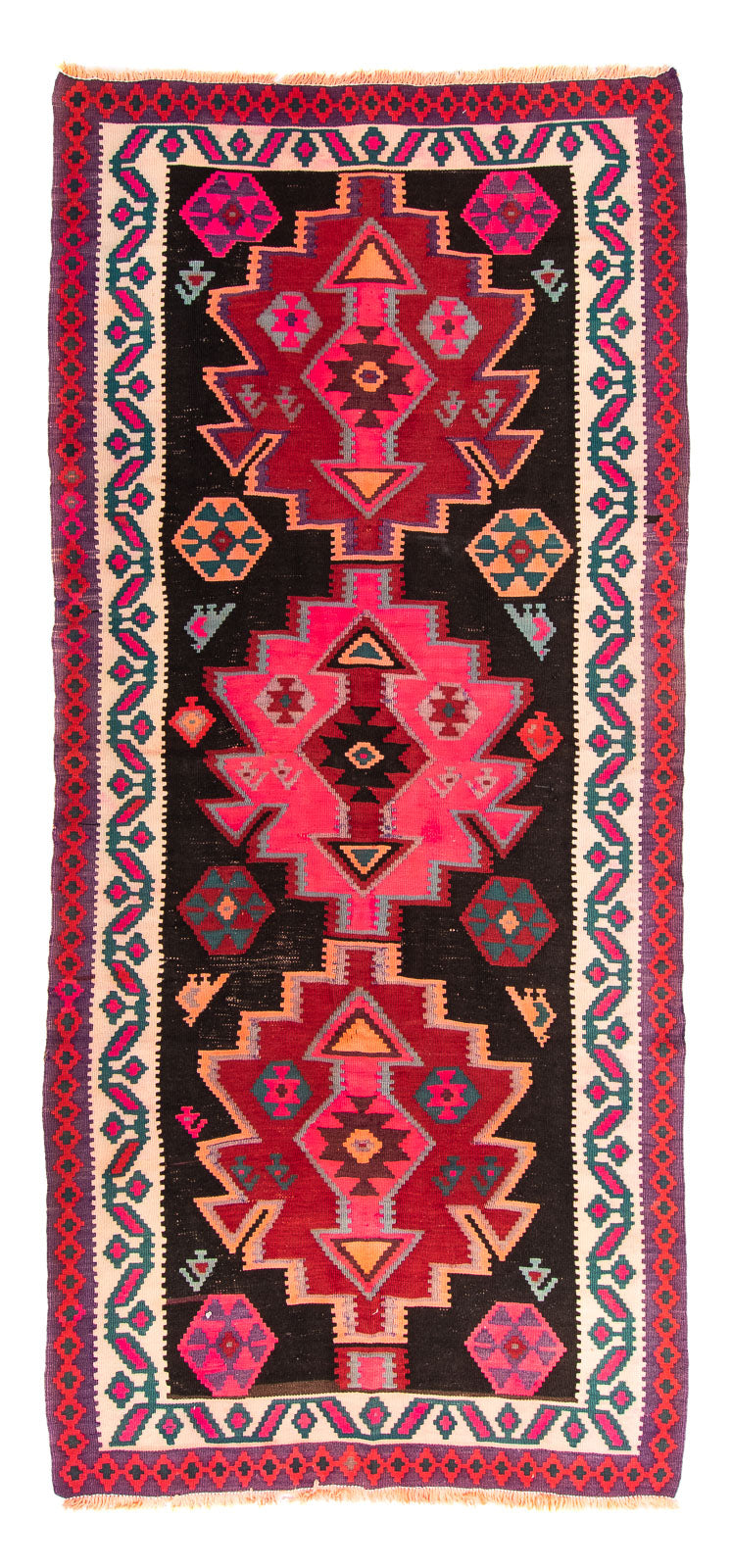 Tappeto corsia Tappeto Kelim - Vecchio - 320 x 145 cm - multicolore