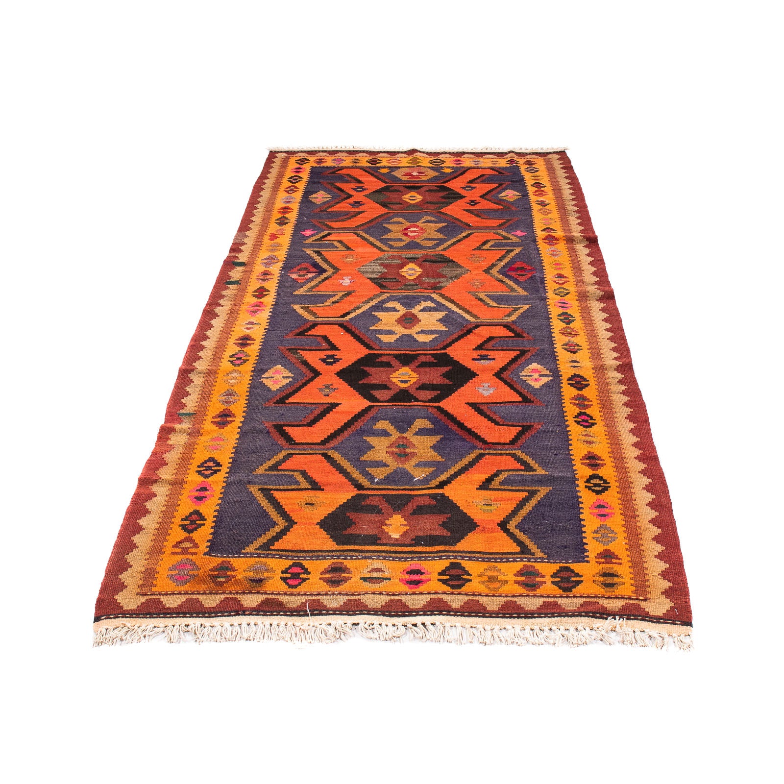 Tappeto corsia Tappeto Kelim - Vecchio - 220 x 110 cm - multicolore