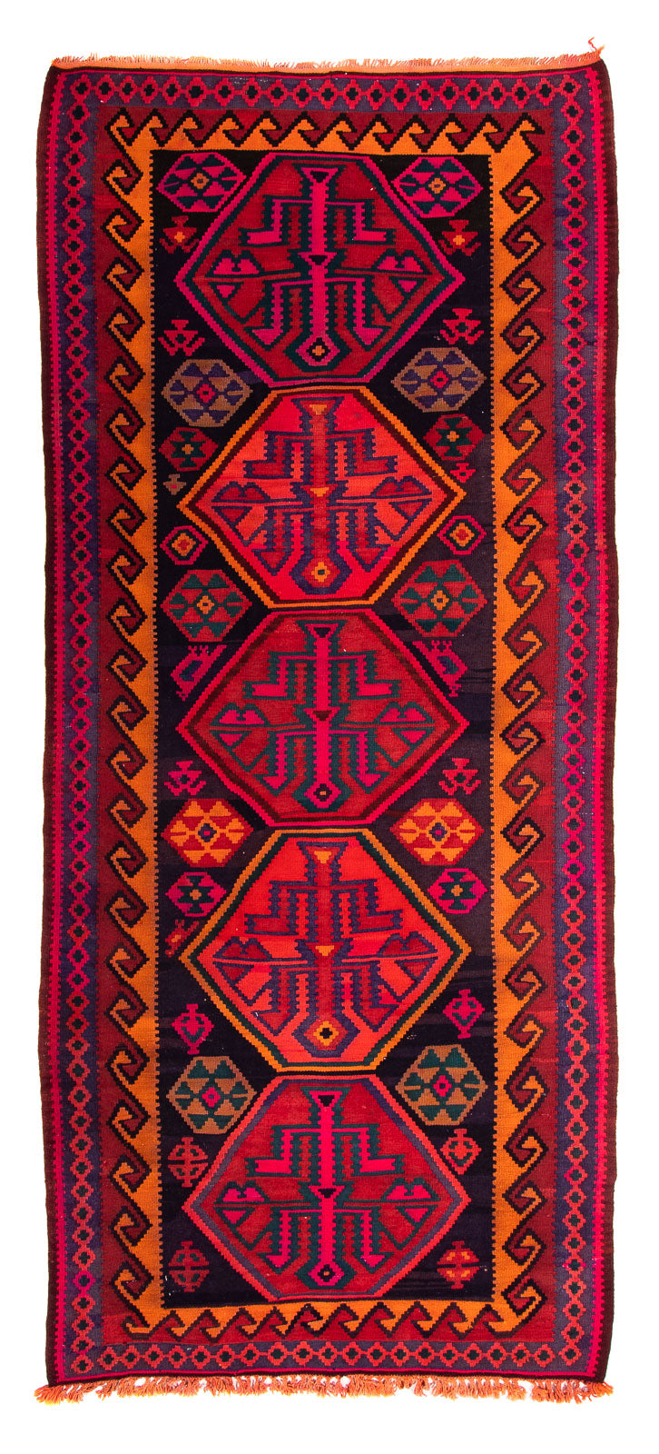 Tappeto corsia Tappeto Kelim - Vecchio - 345 x 150 cm - multicolore