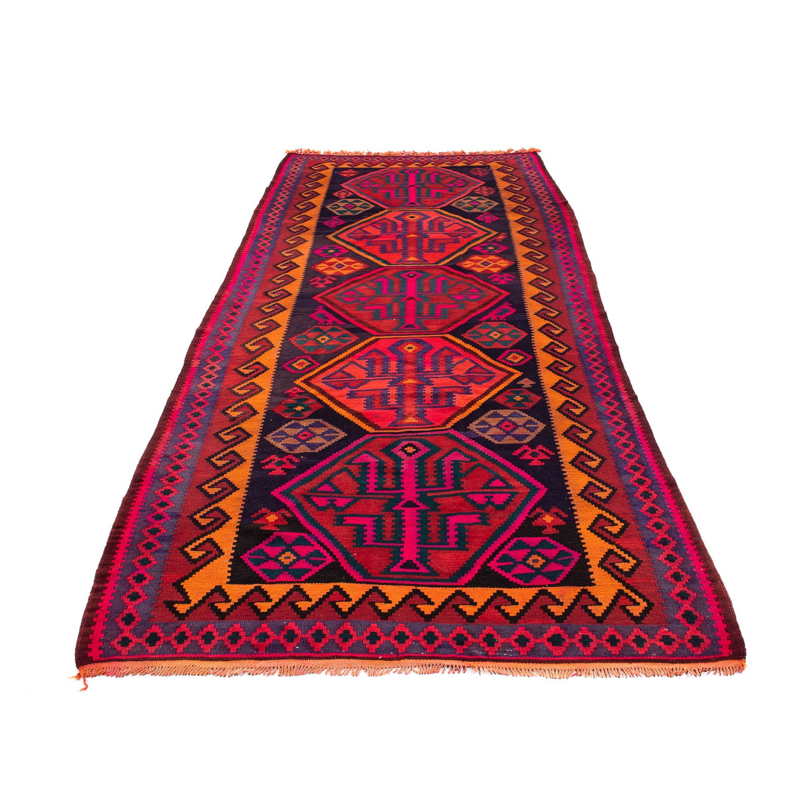Tappeto corsia Tappeto Kelim - Vecchio - 345 x 150 cm - multicolore