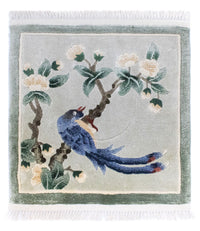 Tappeto di seta - seta cinese quadrato  - 31 x 31 cm - multicolore