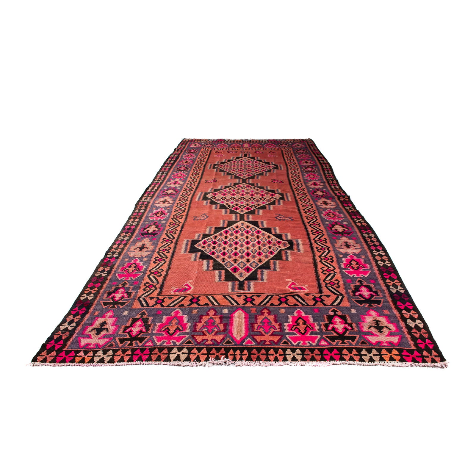 Tappeto corsia Tappeto Kelim - Vecchio - 380 x 160 cm - multicolore