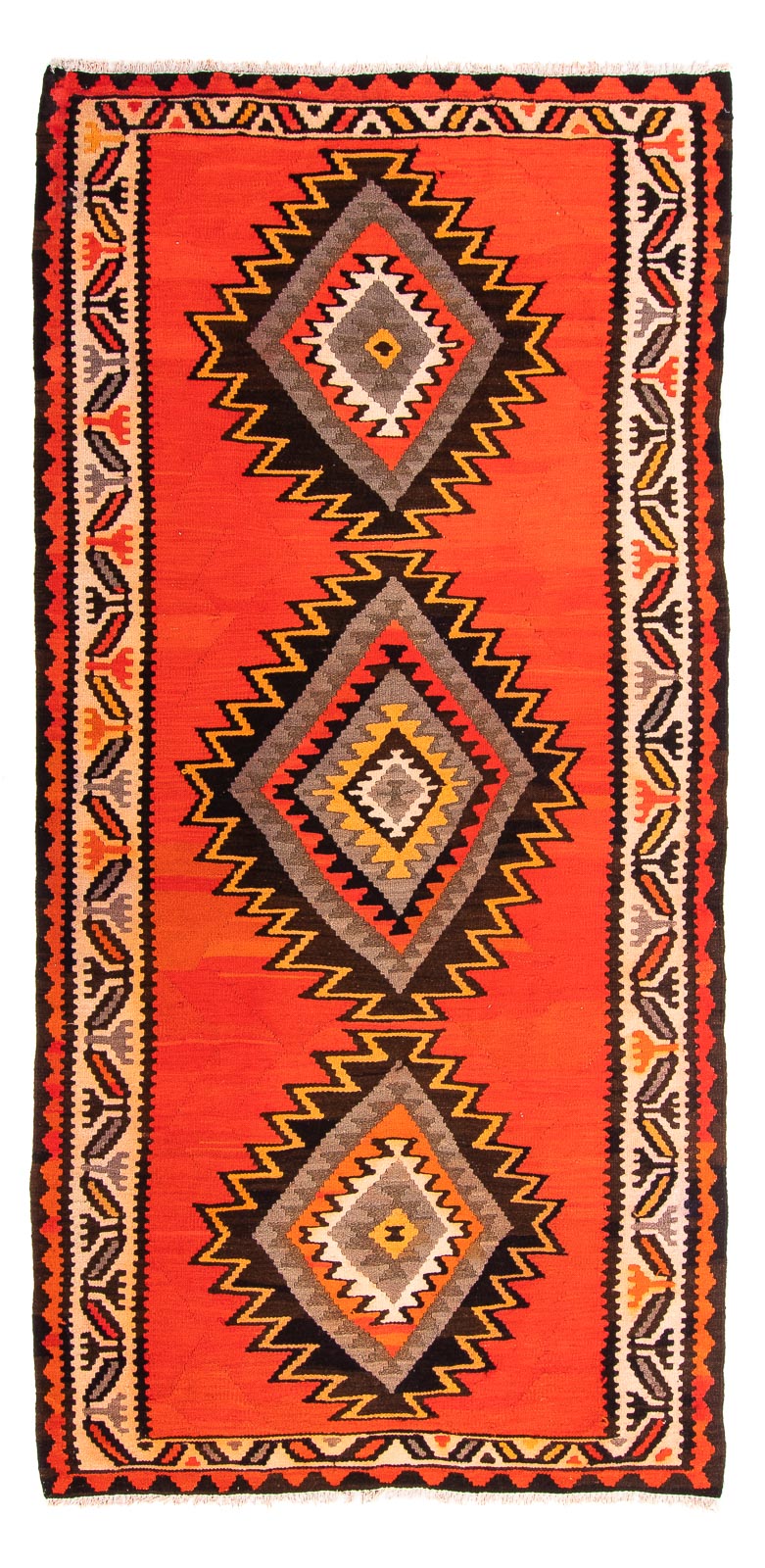 Tappeto corsia Tappeto Kelim - Vecchio - 275 x 140 cm - multicolore