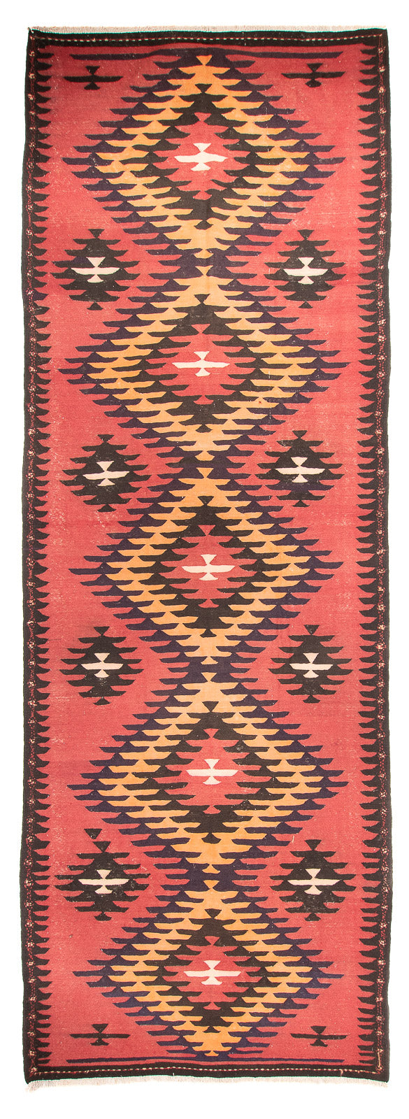 Tappeto corsia Tappeto Kelim - Vecchio - 435 x 150 cm - rosso chiaro