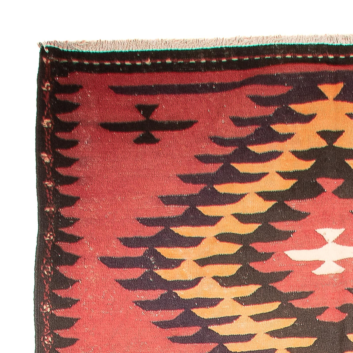 Tappeto corsia Tappeto Kelim - Vecchio - 435 x 150 cm - rosso chiaro