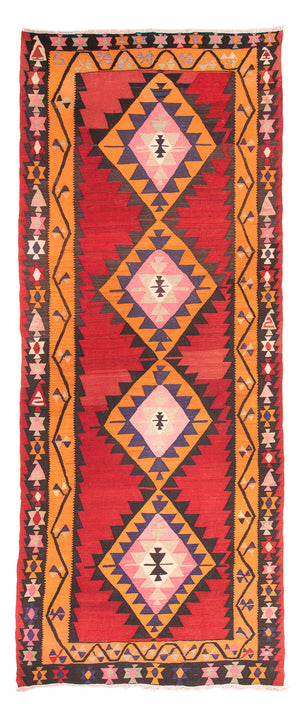 Tappeto corsia Tappeto Kelim - Vecchio - 390 x 150 cm - rosso