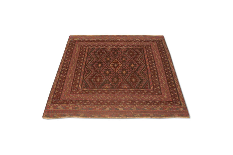 Tappeto Kelim - Orientale quadrato  - 123 x 114 cm - rosso