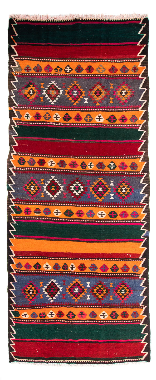 Tappeto corsia Tappeto Kelim - Vecchio - 350 x 140 cm - multicolore
