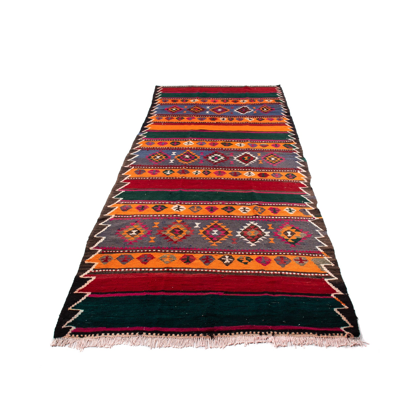 Tappeto corsia Tappeto Kelim - Vecchio - 350 x 140 cm - multicolore