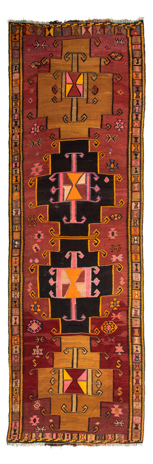 Tappeto corsia Tappeto Kelim - Vecchio - 375 x 130 cm - multicolore