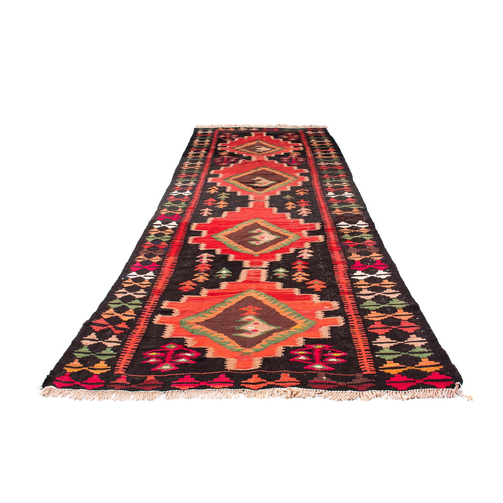 Tappeto corsia Tappeto Kelim - Vecchio - 330 x 137 cm - multicolore