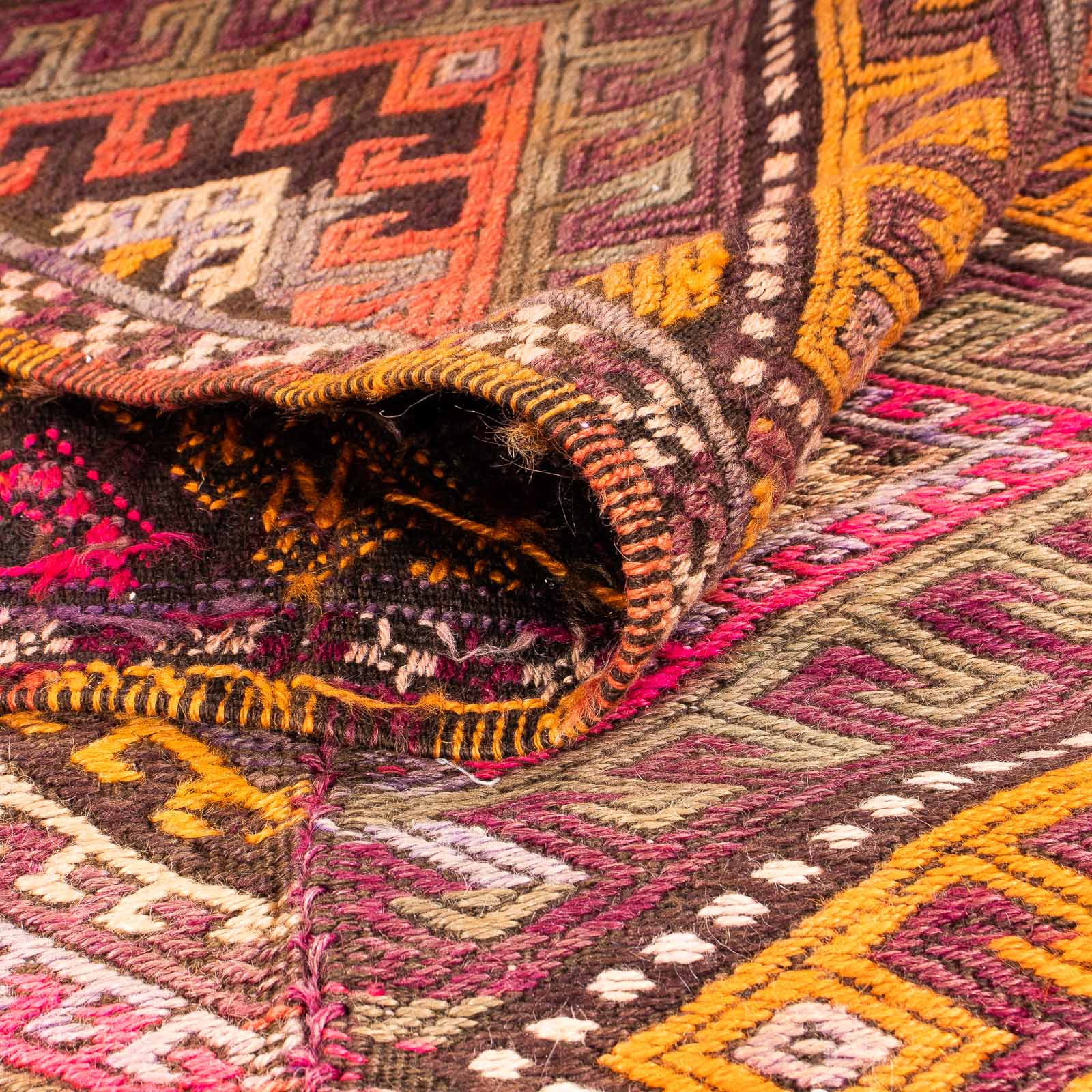 Tappeto corsia Tappeto Kelim - Vecchio - 370 x 140 cm - multicolore