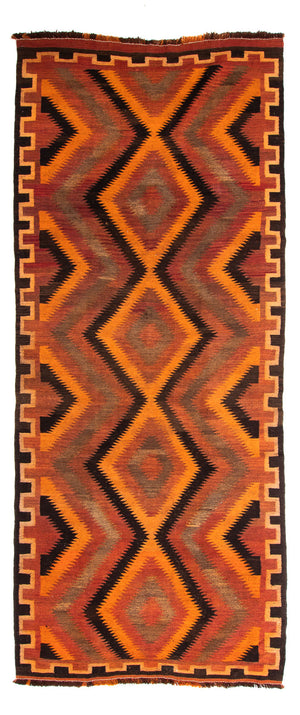Tappeto corsia Tappeto Kelim - Vecchio - 320 x 140 cm - multicolore