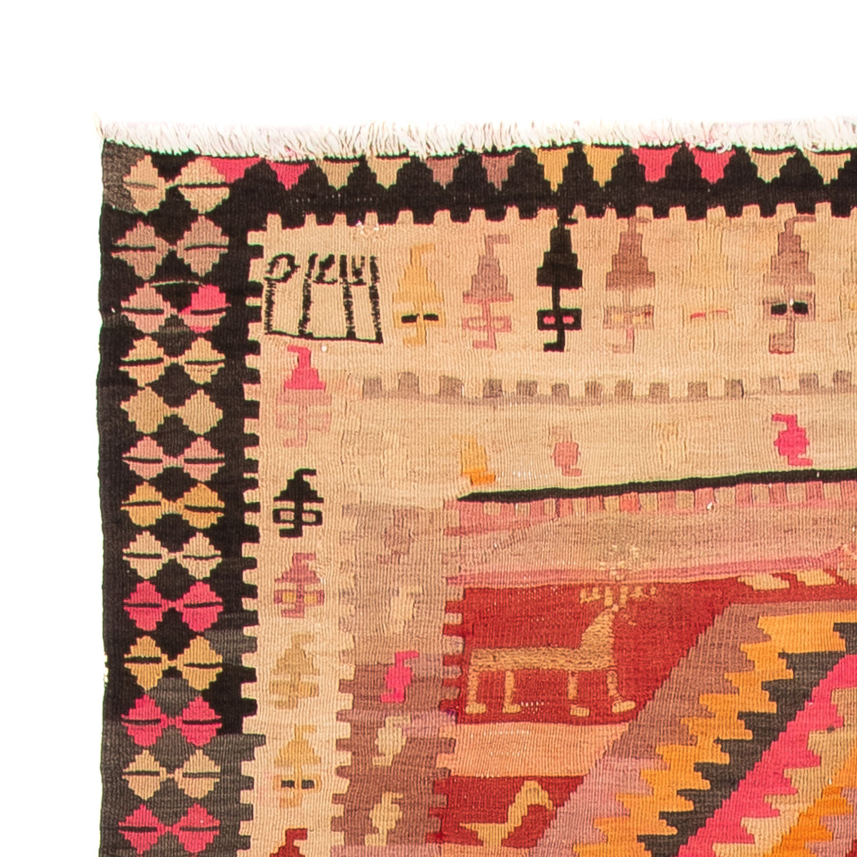 Tappeto corsia Tappeto Kelim - Vecchio - 275 x 150 cm - multicolore