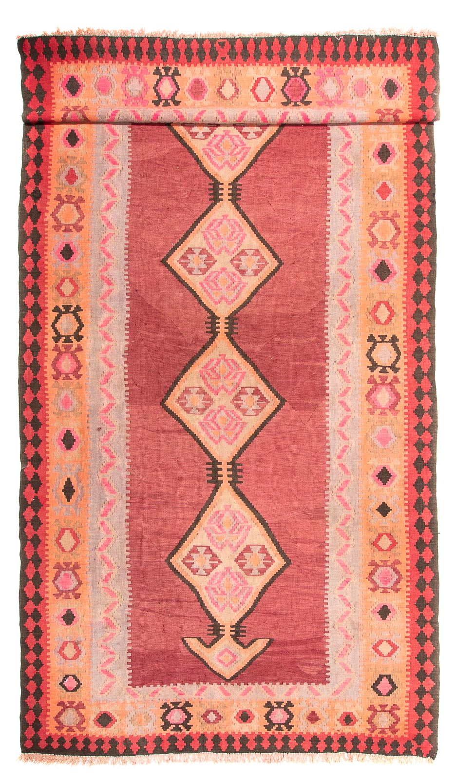 Tappeto corsia Tappeto Kelim - Vecchio - 435 x 200 cm - rosso chiaro