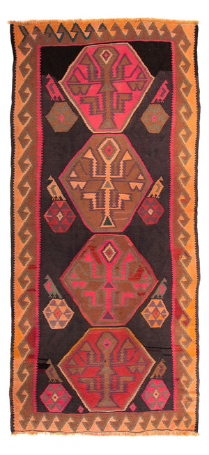 Tappeto corsia Tappeto Kelim - Vecchio - 340 x 150 cm - multicolore