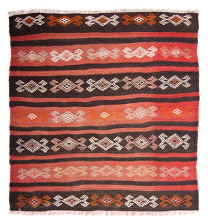 Tappeto Kelim - Vecchio quadrato  - 135 x 115 cm - multicolore