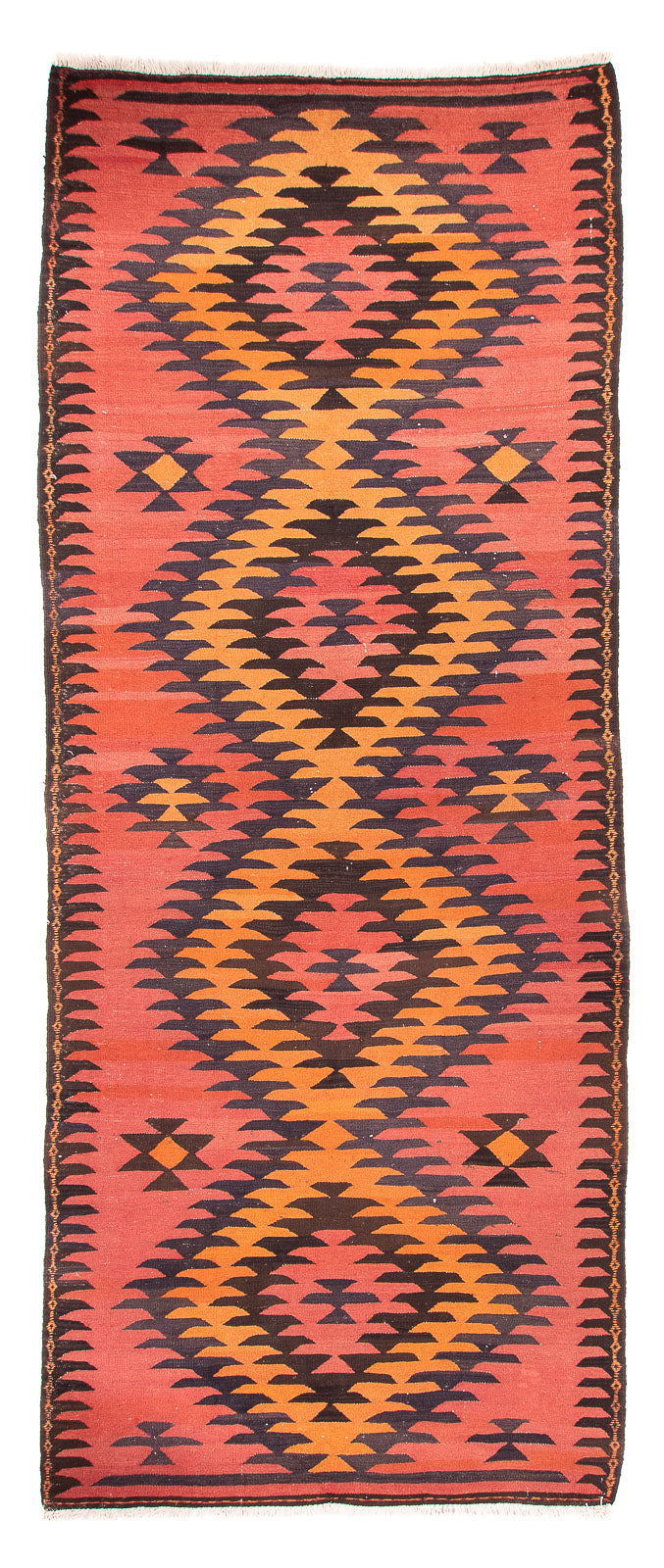 Tappeto corsia Tappeto Kelim - Vecchio - 400 x 140 cm - rosso chiaro